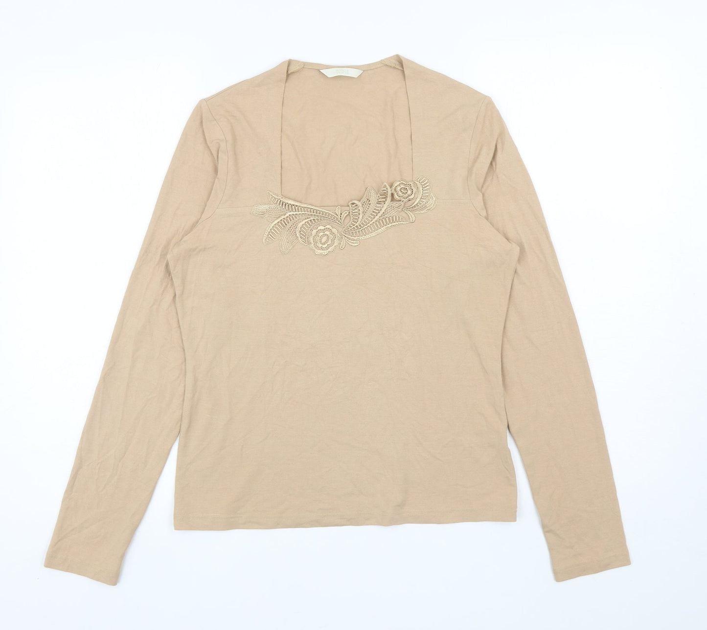 Womens UK Size 12 Marks and Spencer Beige Jersey T-Shirt