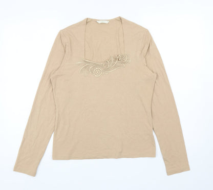 Womens UK Size 12 Marks and Spencer Beige Jersey T-Shirt