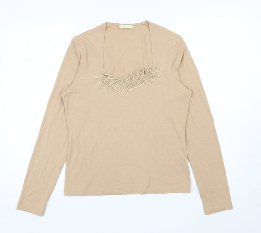 Womens UK Size 12 Marks and Spencer Beige Jersey T-Shirt