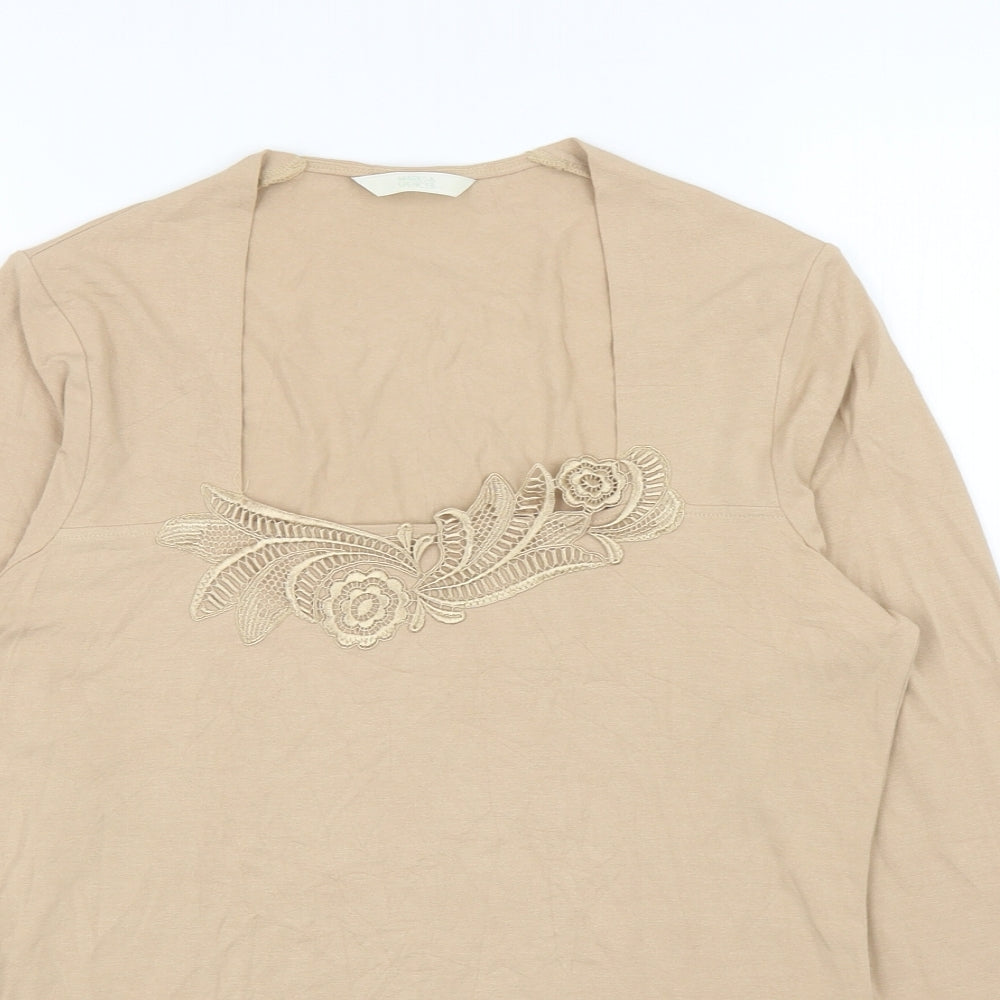 Womens UK Size 12 Marks and Spencer Beige Jersey T-Shirt