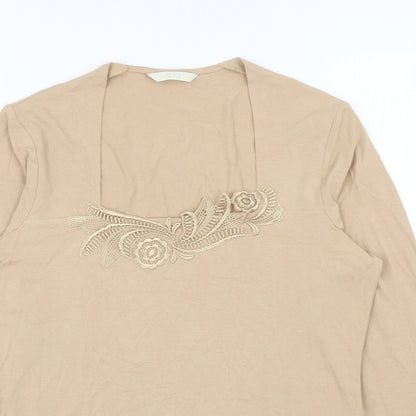 Womens UK Size 12 Marks and Spencer Beige Jersey T-Shirt