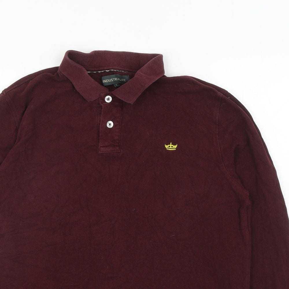 Industrialize Mens Purple Polyester Polo Size L Collared Button