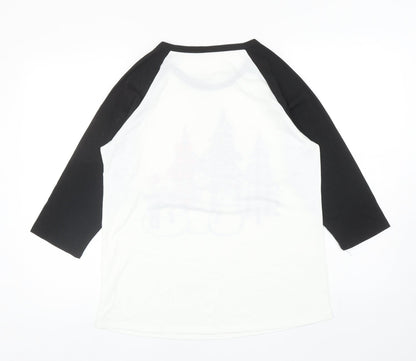 Womens UK Size M Preworn White Ringer T-Shirt