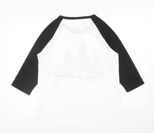 Womens UK Size M Preworn White Ringer T-Shirt