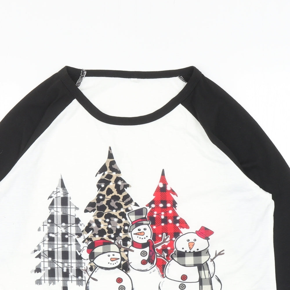 Womens UK Size M Preworn White Ringer T-Shirt