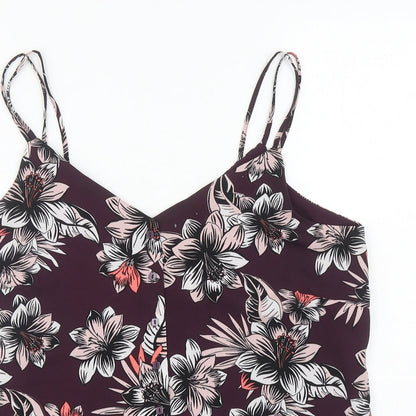 Marks and Spencer Womens Purple Floral Polyester Camisole Tank Size 14 V-Neck