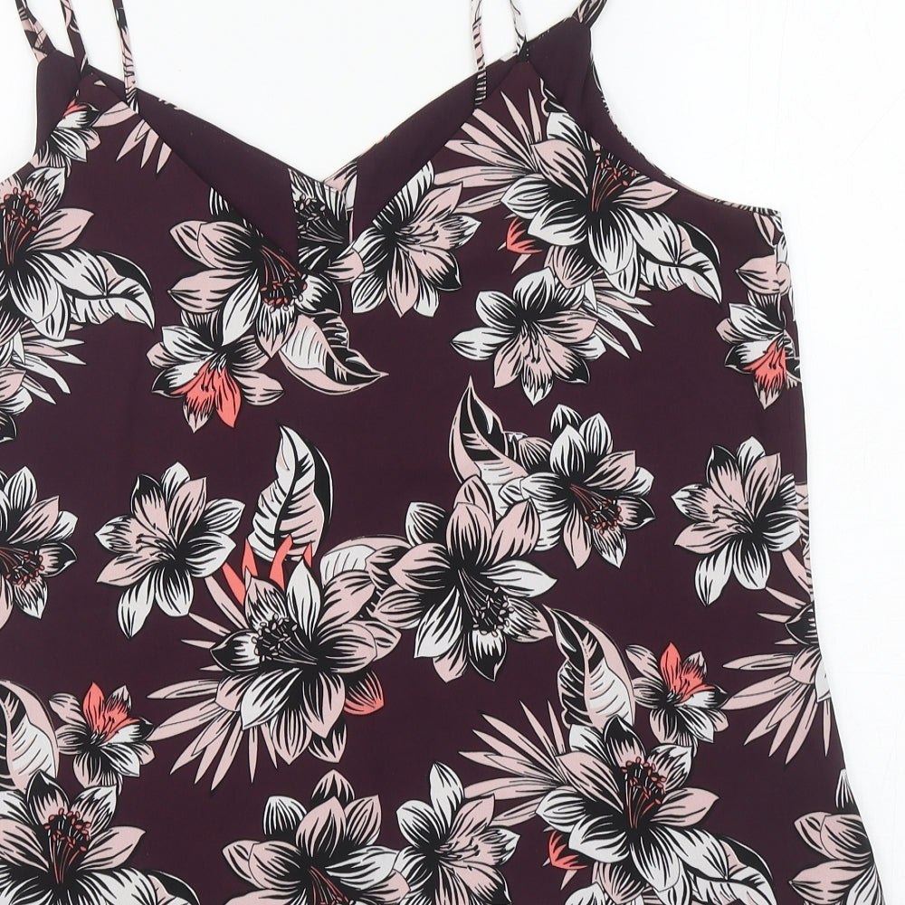 Marks and Spencer Womens Purple Floral Polyester Camisole Tank Size 14 V-Neck