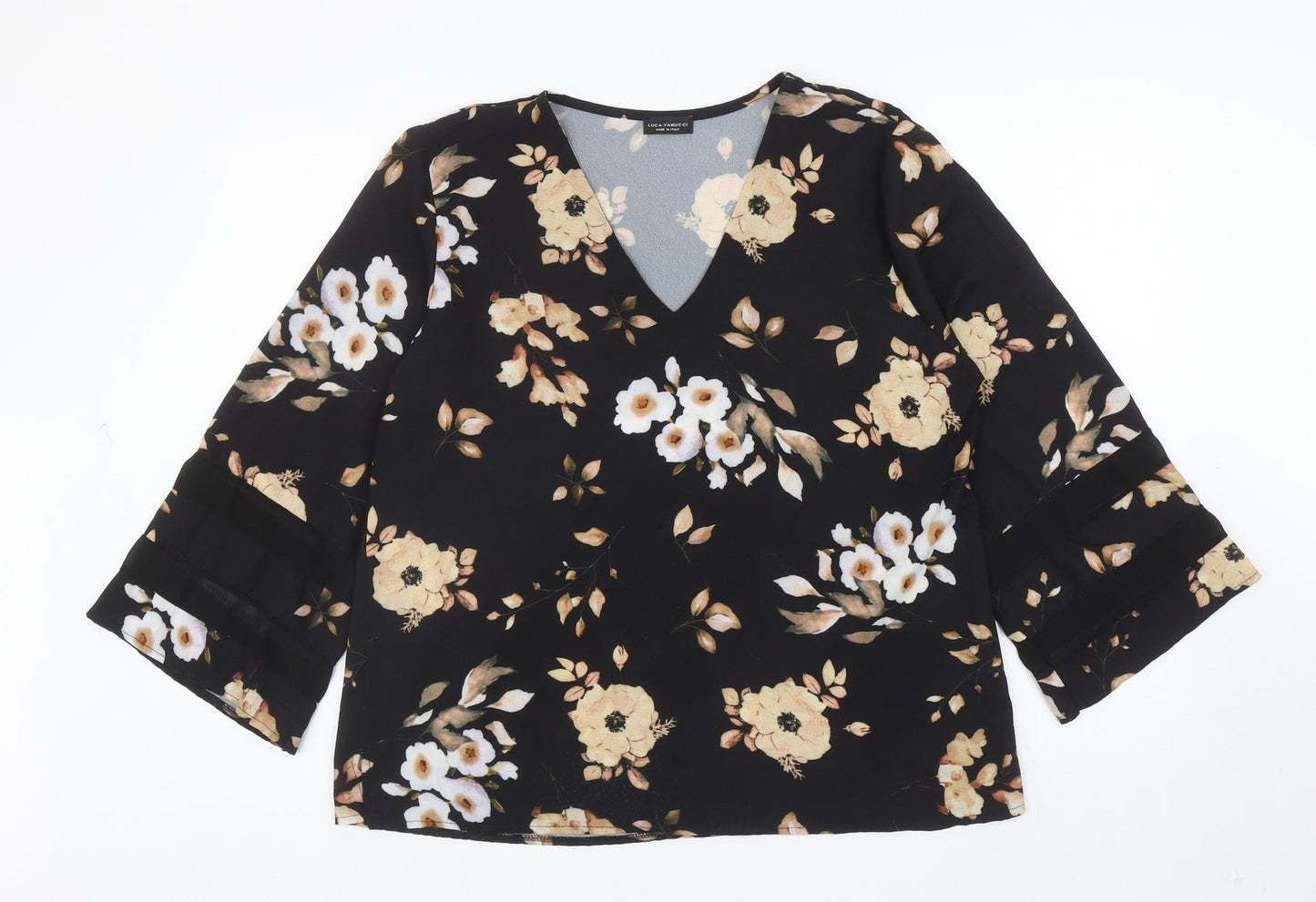 Womens UK Size L Luca Vanucci Black Basic Blouse