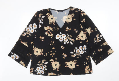 Womens UK Size L Luca Vanucci Black Basic Blouse