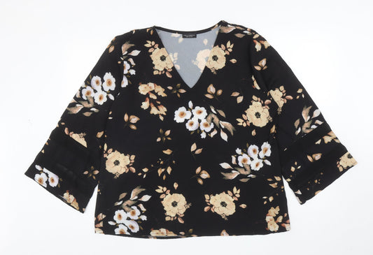 Womens UK Size L Luca Vanucci Black Basic Blouse