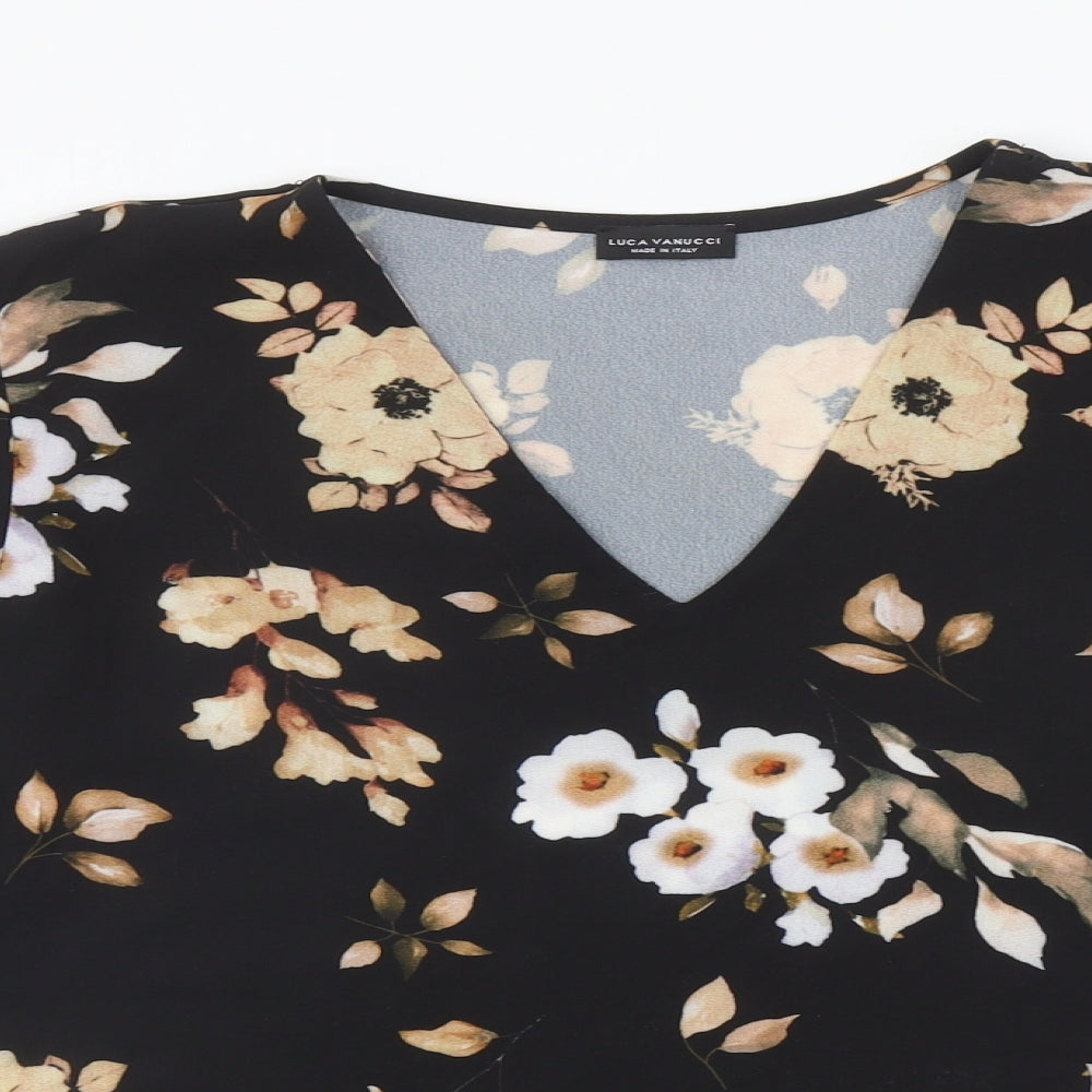 Womens UK Size L Luca Vanucci Black Basic Blouse