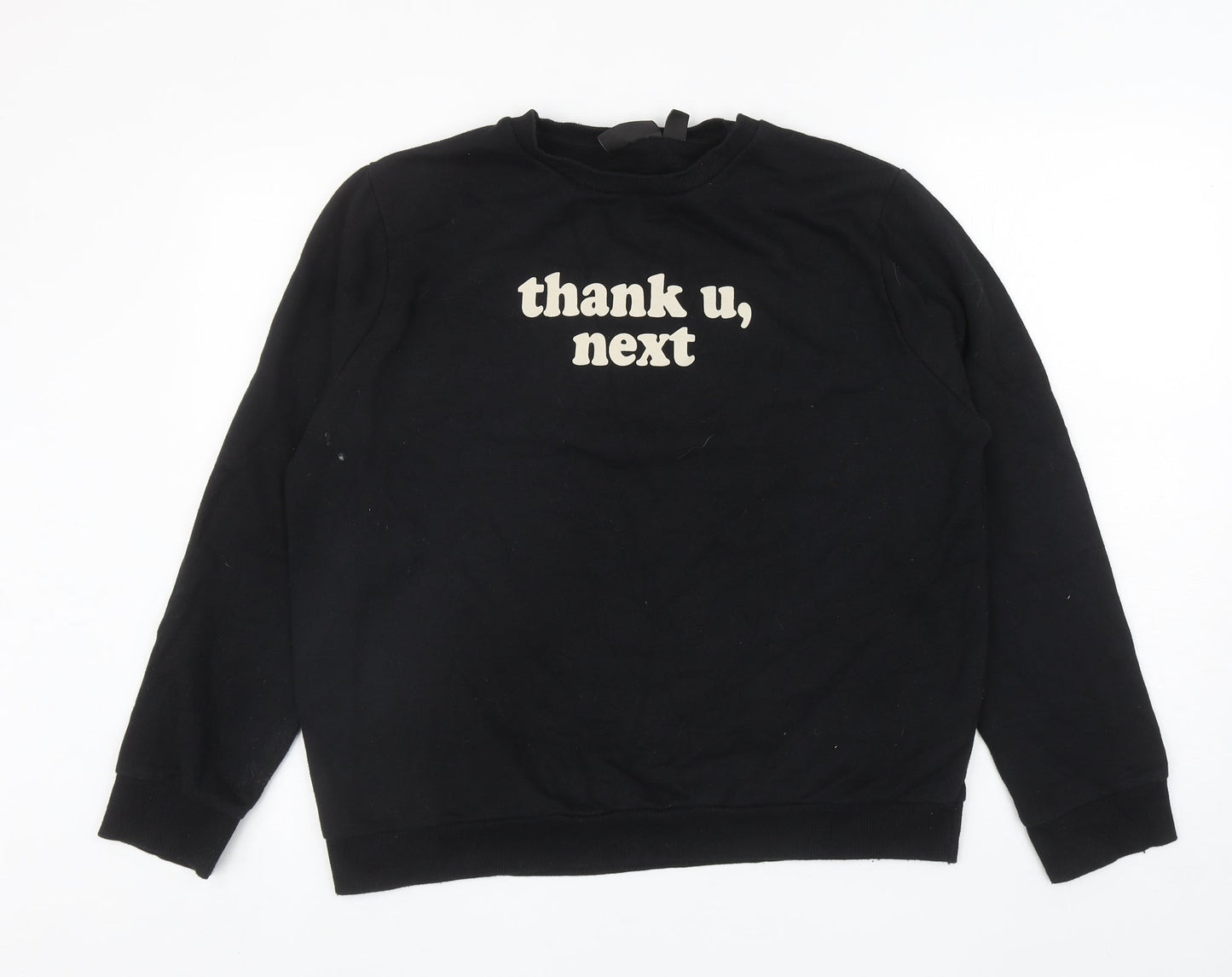 Primark Womens Black Cotton Pullover Sweatshirt Size L Pullover - Thank U, Next