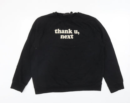 Primark Womens Black Cotton Pullover Sweatshirt Size L Pullover - Thank U, Next
