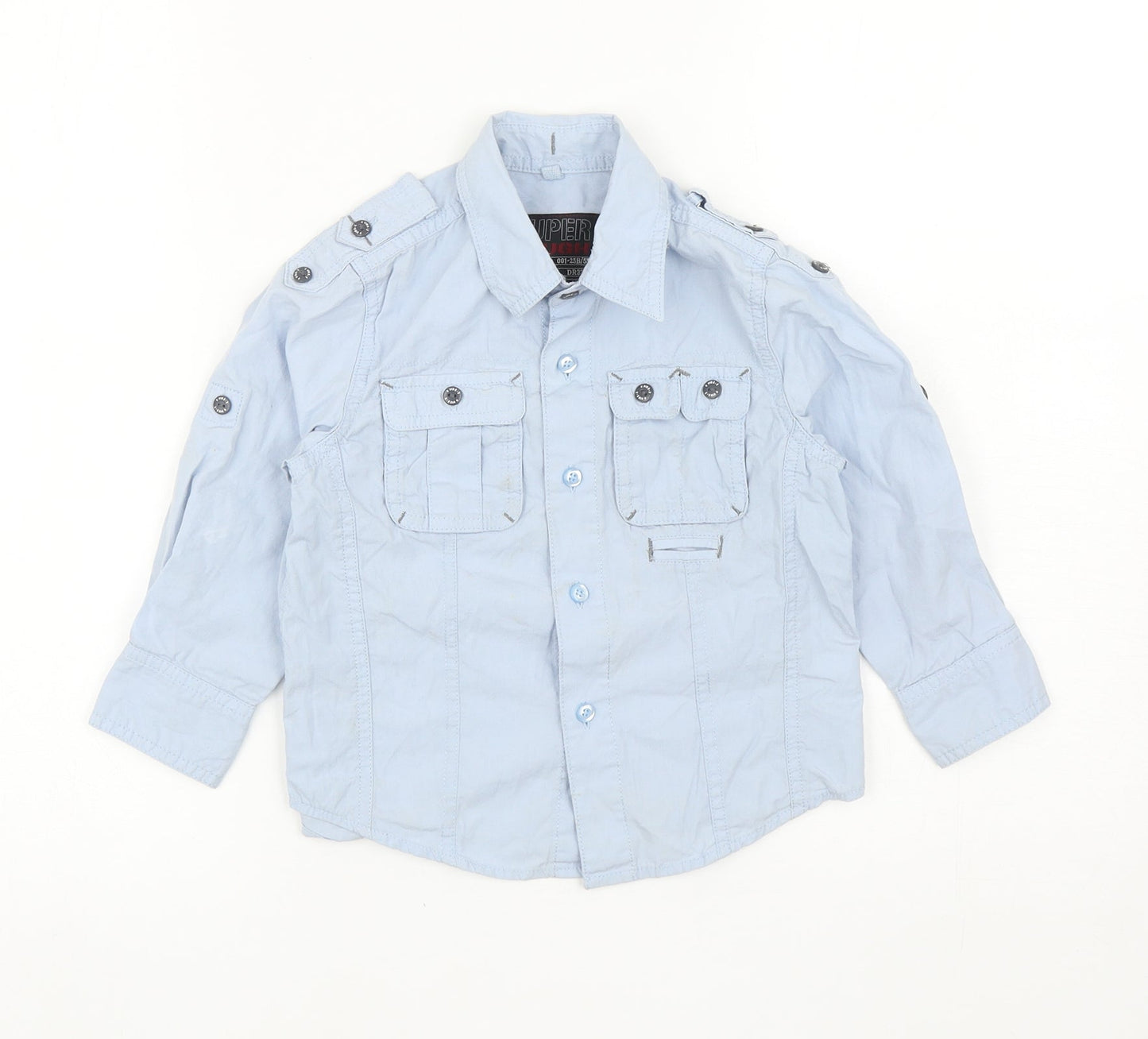 NEXT Boys Blue Cotton Basic Button-Up Size 3 Years Collared Button