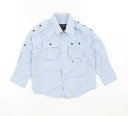 NEXT Boys Blue Cotton Basic Button-Up Size 3 Years Collared Button