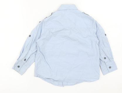 NEXT Boys Blue Cotton Basic Button-Up Size 3 Years Collared Button