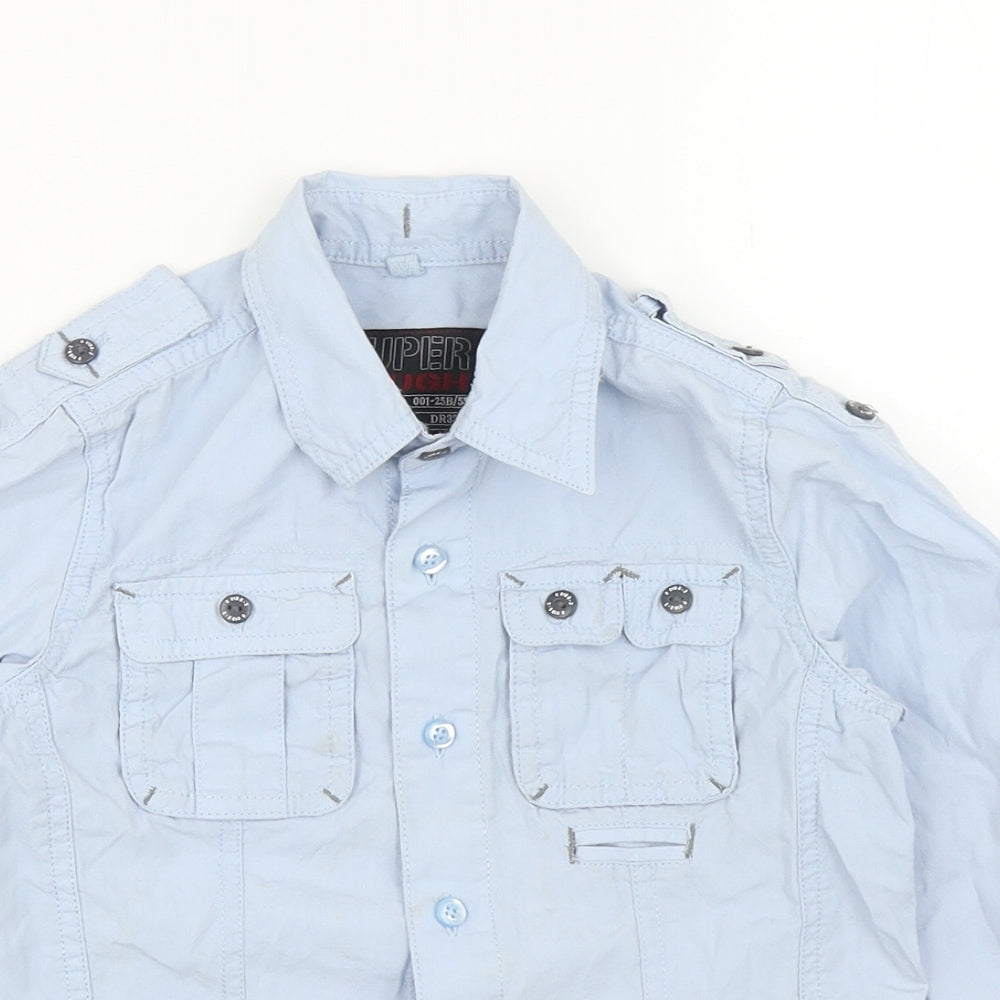 NEXT Boys Blue Cotton Basic Button-Up Size 3 Years Collared Button
