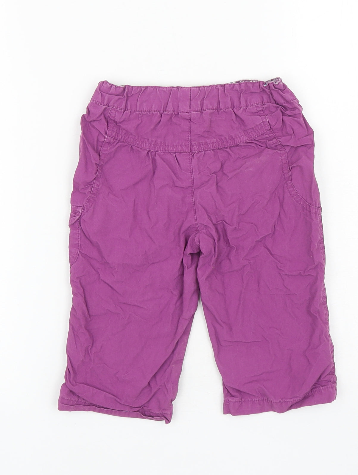 TU Girls Purple Cotton Cargo Trousers Size 9-12 Months Pullover - Flowers