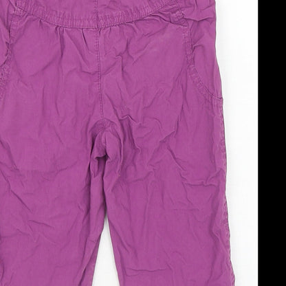 TU Girls Purple Cotton Cargo Trousers Size 9-12 Months Pullover - Flowers