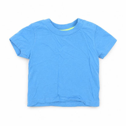 Primark Boys Blue Cotton Basic T-Shirt Size 6-9 Months Round Neck Snap