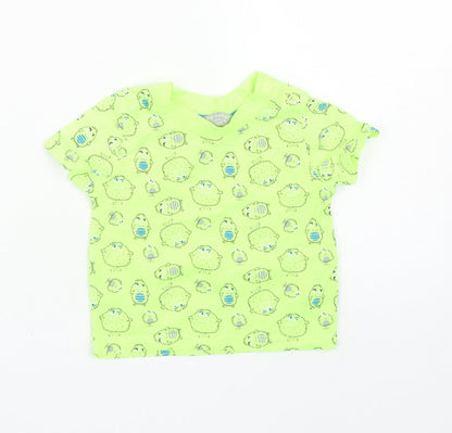 Primark Boys Yellow Geometric Cotton Basic T-Shirt Size 6-9 Months Round Neck Snap - Monsters