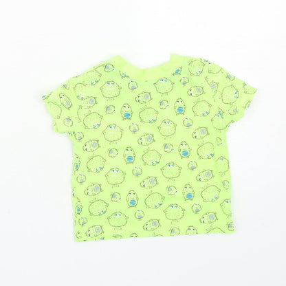 Primark Boys Yellow Geometric Cotton Basic T-Shirt Size 6-9 Months Round Neck Snap - Monsters