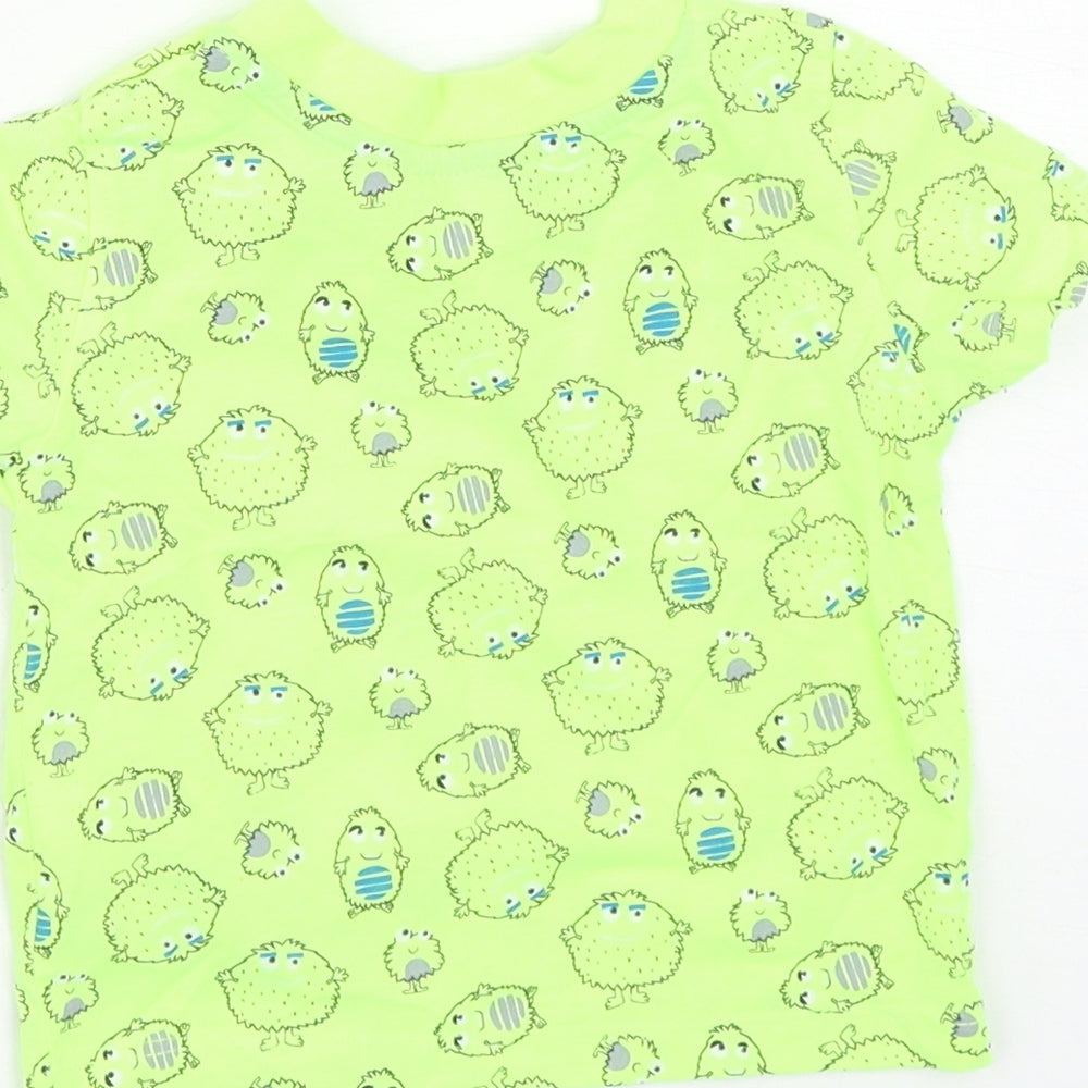 Primark Boys Yellow Geometric Cotton Basic T-Shirt Size 6-9 Months Round Neck Snap - Monsters
