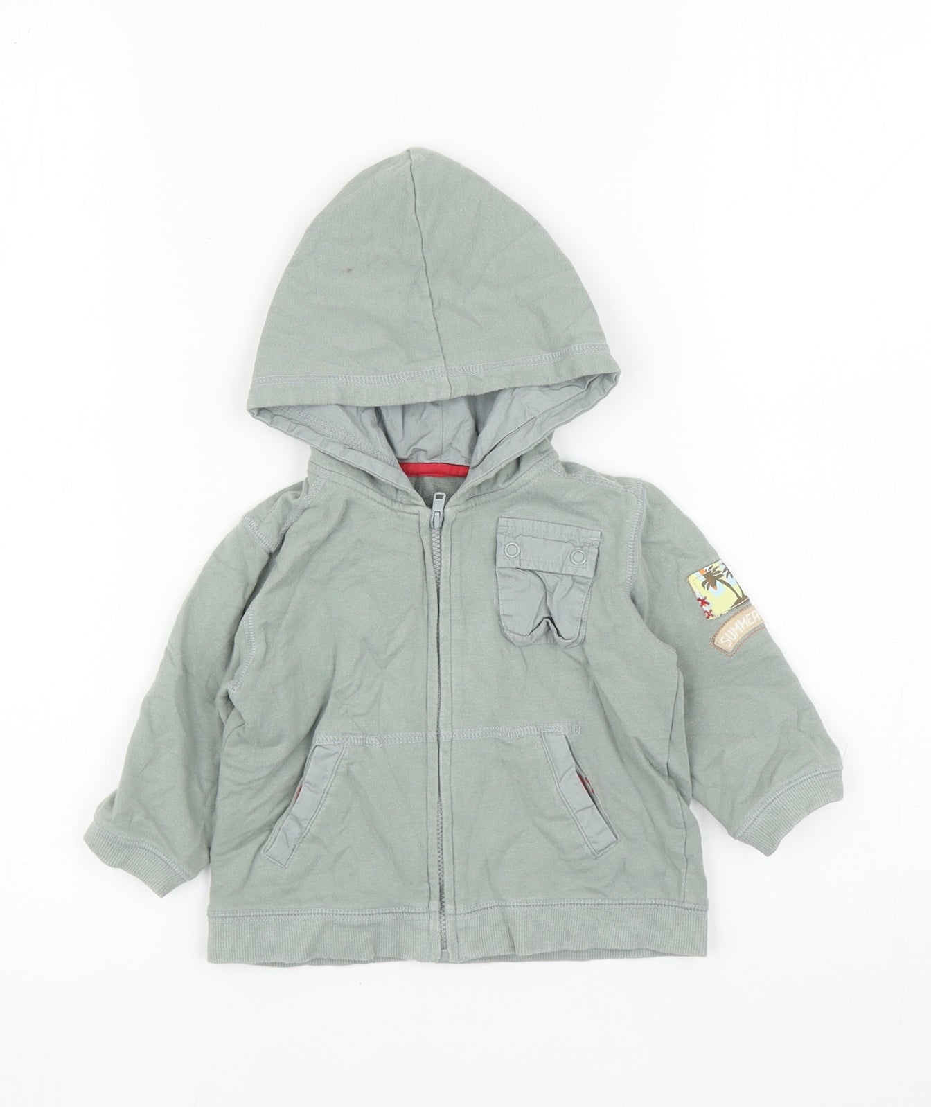 George Boys Green Cotton Full Zip Jumper Size 6-9 Months Zip
