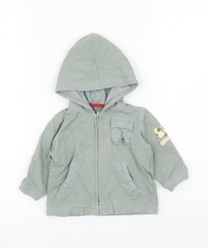 George Boys Green Cotton Full Zip Jumper Size 6-9 Months Zip