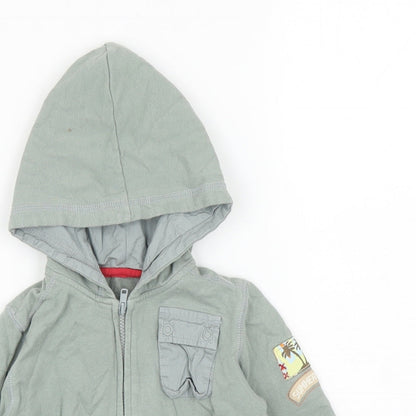 George Boys Green Cotton Full Zip Jumper Size 6-9 Months Zip