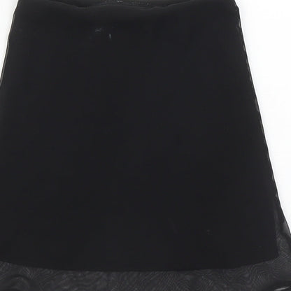 Adams Girls Black Polyester A-Line Skirt Size 6 Years Regular Pull On