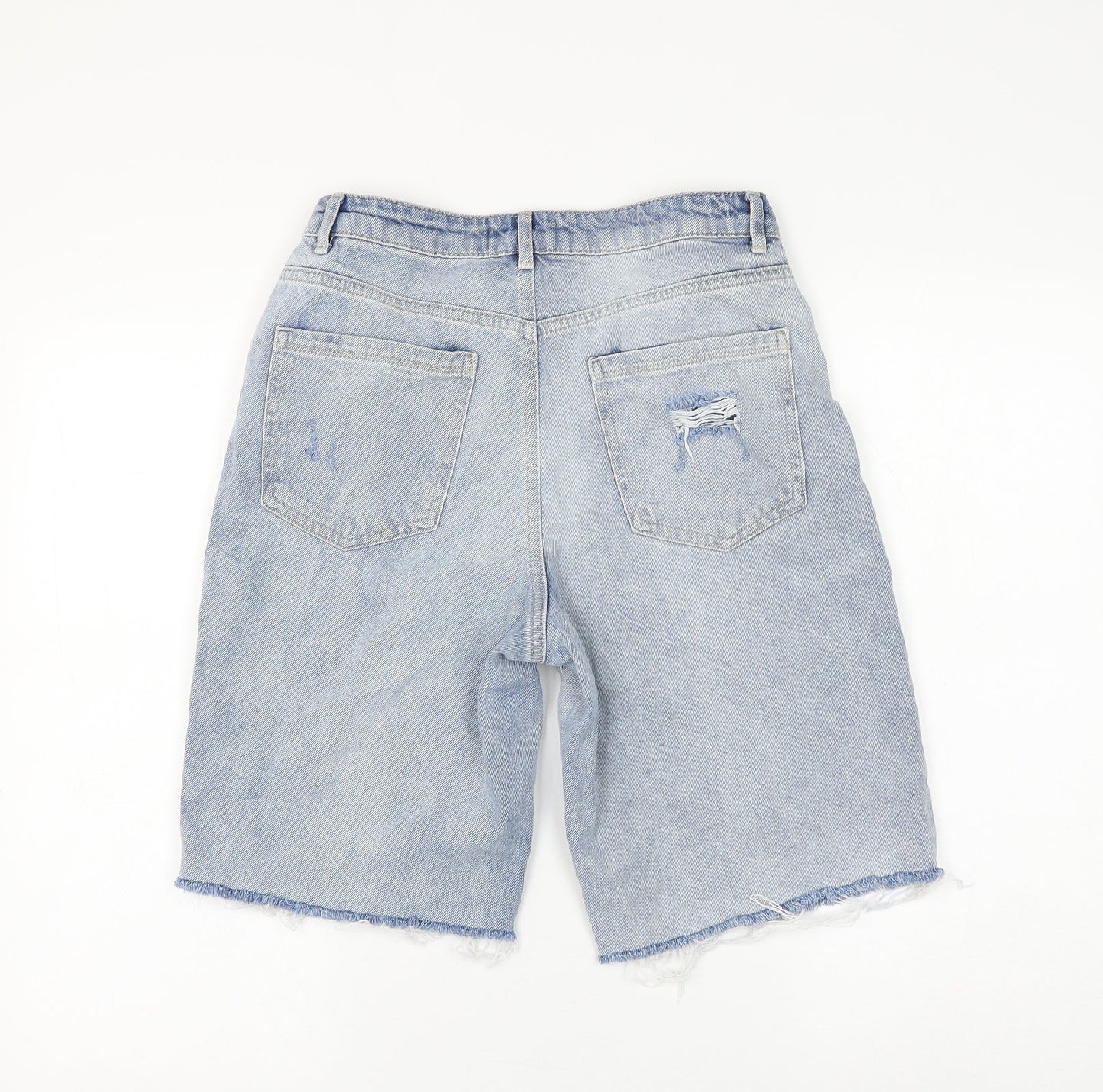 CW Jeans Womens Blue Cotton Bermuda Shorts Size 28 in L10 in Regular Zip - Distressed