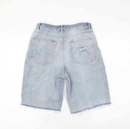 CW Jeans Womens Blue Cotton Bermuda Shorts Size 28 in L10 in Regular Zip - Distressed