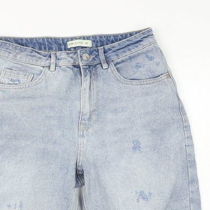 CW Jeans Womens Blue Cotton Bermuda Shorts Size 28 in L10 in Regular Zip - Distressed