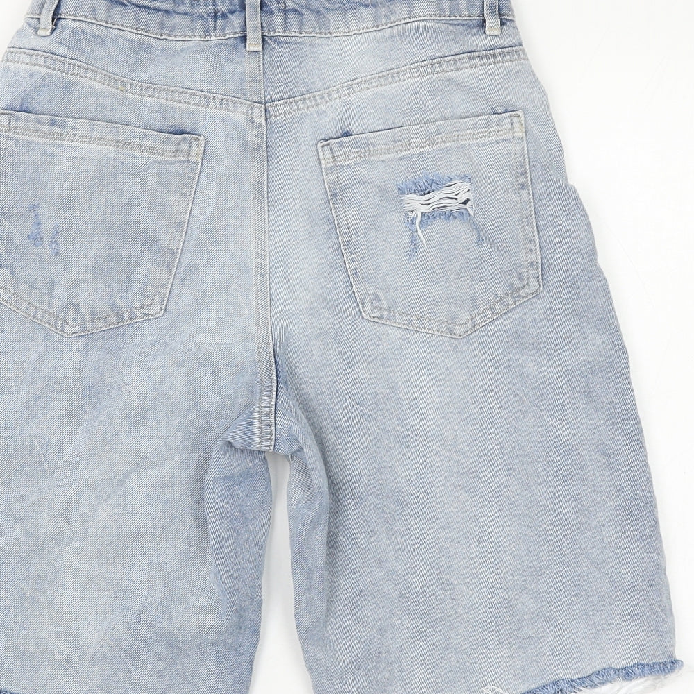 CW Jeans Womens Blue Cotton Bermuda Shorts Size 28 in L10 in Regular Zip - Distressed