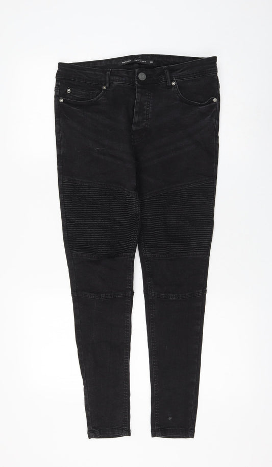 Brave Soul Womens Black Cotton Skinny Jeans Size 30 in L27 in Regular Zip