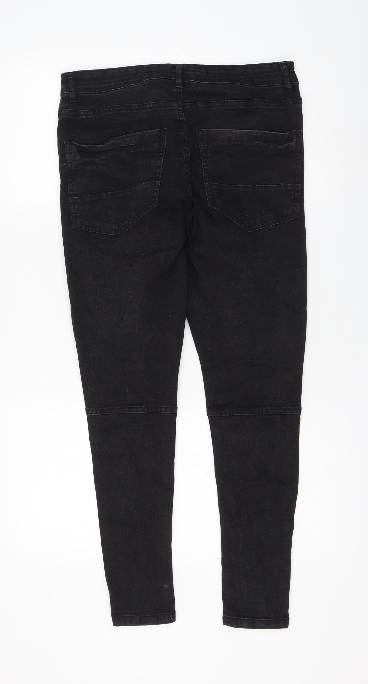 Brave Soul Womens Black Cotton Skinny Jeans Size 30 in L27 in Regular Zip