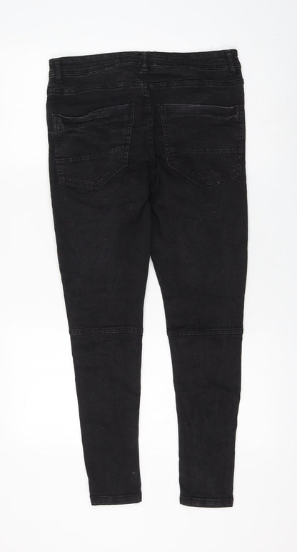 Brave Soul Womens Black Cotton Skinny Jeans Size 30 in L27 in Regular Zip