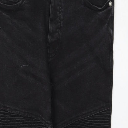 Brave Soul Womens Black Cotton Skinny Jeans Size 30 in L27 in Regular Zip