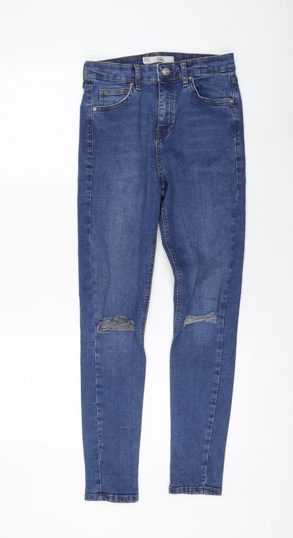 Topshop Womens Blue Cotton Skinny Jeans Size 28 in L32 in Regular Zip