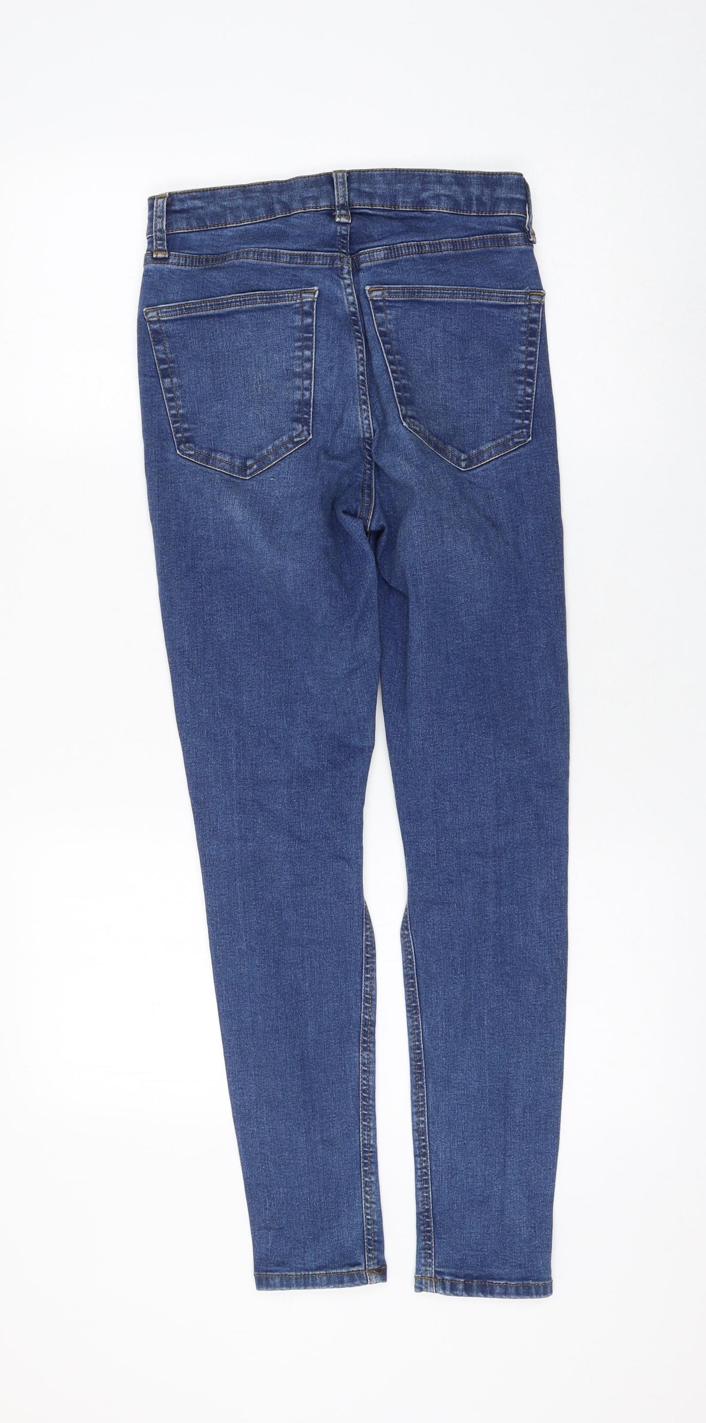 Topshop Womens Blue Cotton Skinny Jeans Size 28 in L32 in Regular Zip