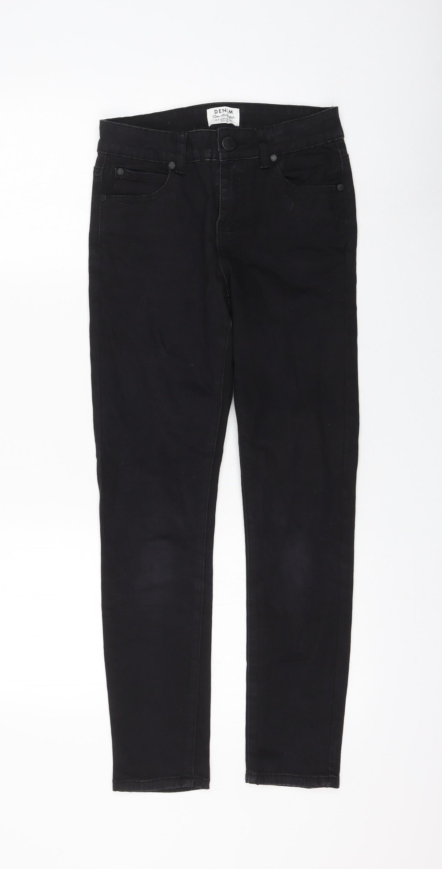 Miss Selfridge Womens Black Cotton Skinny Jeans Size 8 L26 in Regular Zip