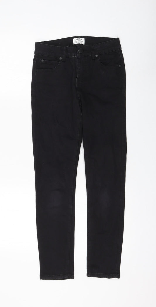Miss Selfridge Womens Black Cotton Skinny Jeans Size 8 L26 in Regular Zip