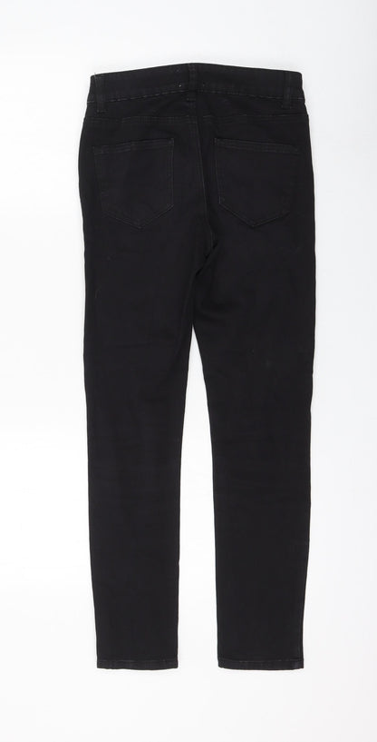 Miss Selfridge Womens Black Cotton Skinny Jeans Size 8 L26 in Regular Zip
