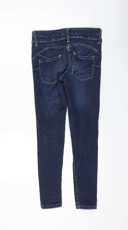 NEXT Womens Blue Polyester Skinny Jeans Size 8 L26 in Regular Zip