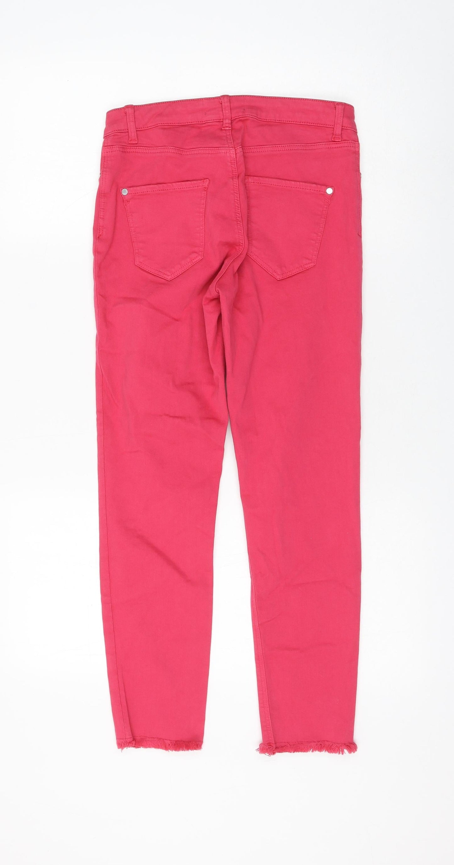 Dorothy Perkins Womens Pink Cotton Skinny Jeans Size 8 L25 in Regular Zip