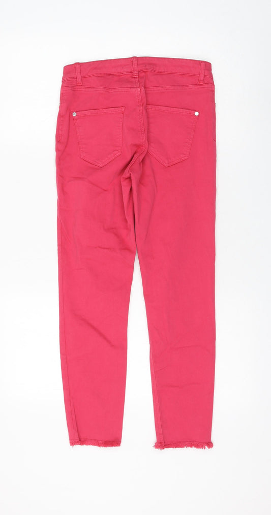 Dorothy Perkins Womens Pink Cotton Skinny Jeans Size 8 L25 in Regular Zip