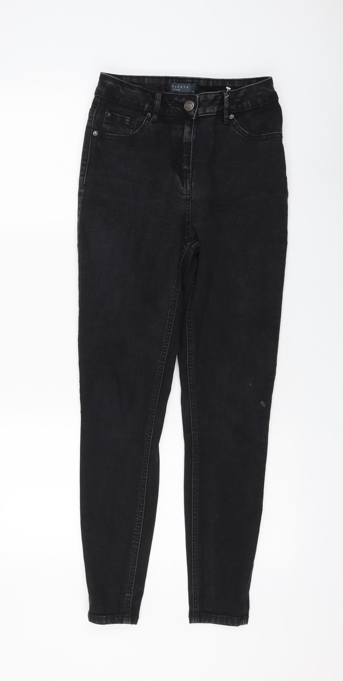Womens UK Size 8 Papaya Regular Fit Skinny Black Jeans