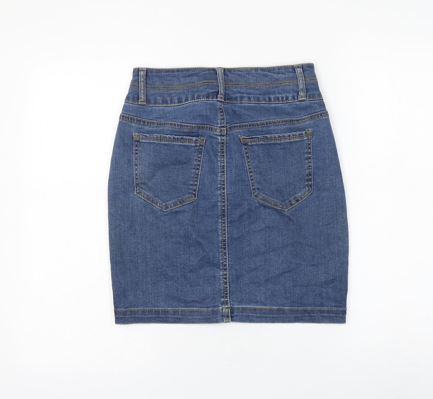 WAX JEAN Womens Blue Cotton A-Line Skirt Size 28 in Button