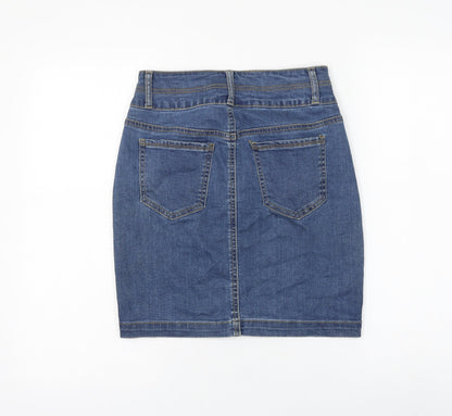 WAX JEAN Womens Blue Cotton A-Line Skirt Size 28 in Button